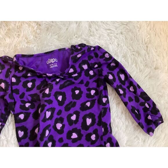Girls Circo Half Sleeve Purple Leopard Print Shirt peplum ruffle Top size s(6/6x - Picture 3 of 4